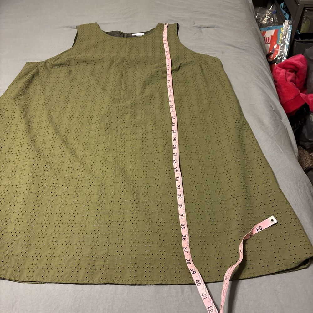 liz claiborne 2x dress Olive Green Eyelet With Pockets - Picture 5 of 8